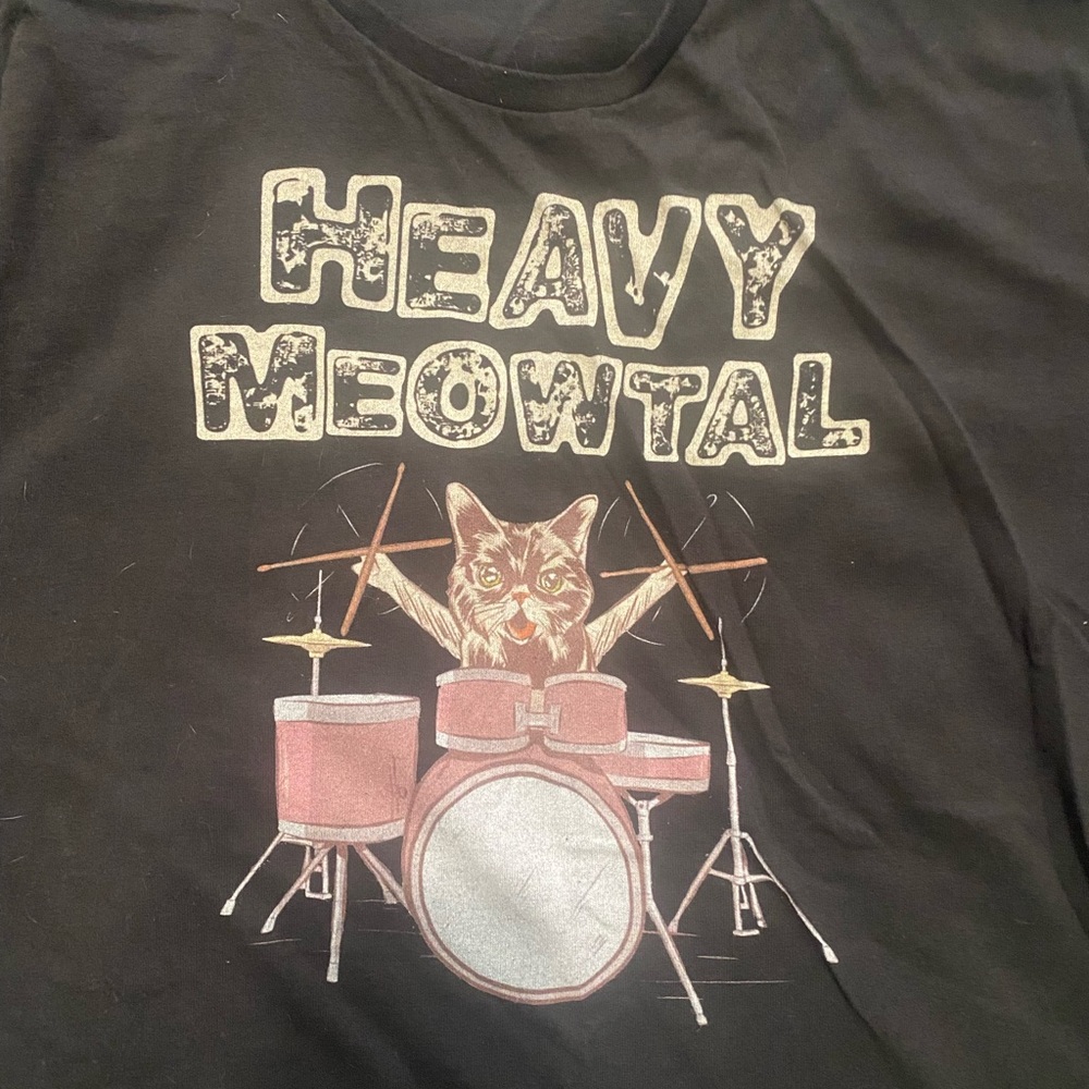 ‘Heavy Meowtal’ Cat Drummer Shirt